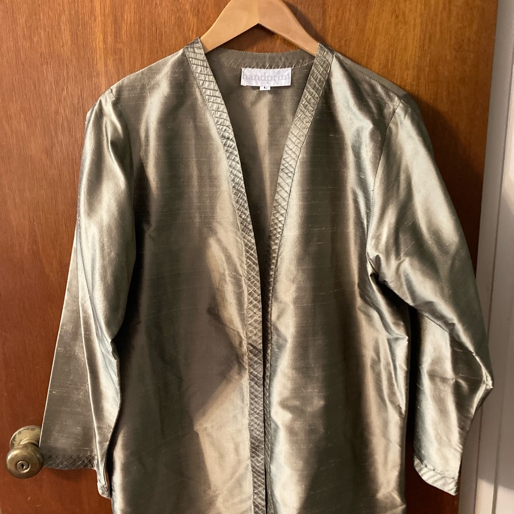 Metallic Open Front Jacket